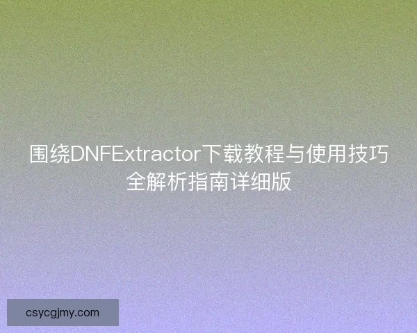 围绕DNFExtractor下载教程与使用技巧全解析指南详细版
