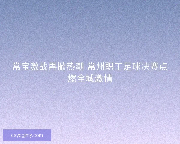 常宝激战再掀热潮 常州职工足球决赛点燃全城激情
