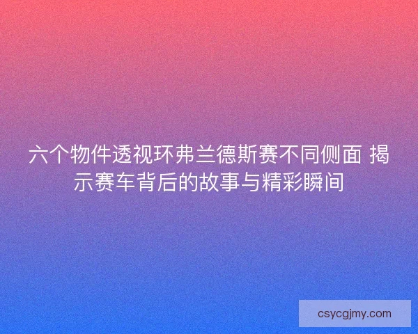 六个物件透视环弗兰德斯赛不同侧面 揭示赛车背后的故事与精彩瞬间